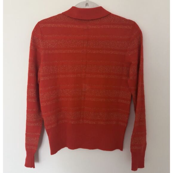 Vineyard Vines 100% Cashmere Red Velvet Shine Stripe Polo Women’s Pullover XXS - Picture 3 of 11